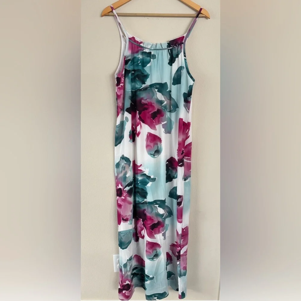 Pink Blush Maternity Flowy Floral Watercolor Long Maxi‎ Dress